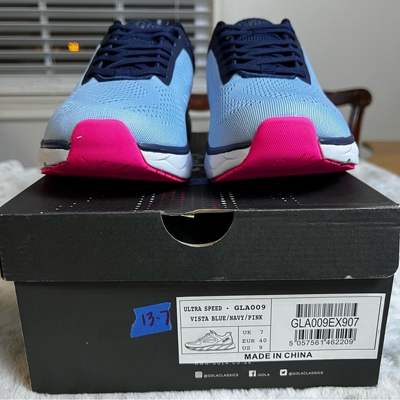 New Gola Ultra Speed Run Vista Blue/Navy/Pink Tennis Shoes sz 9 - Picture 4 of 13
